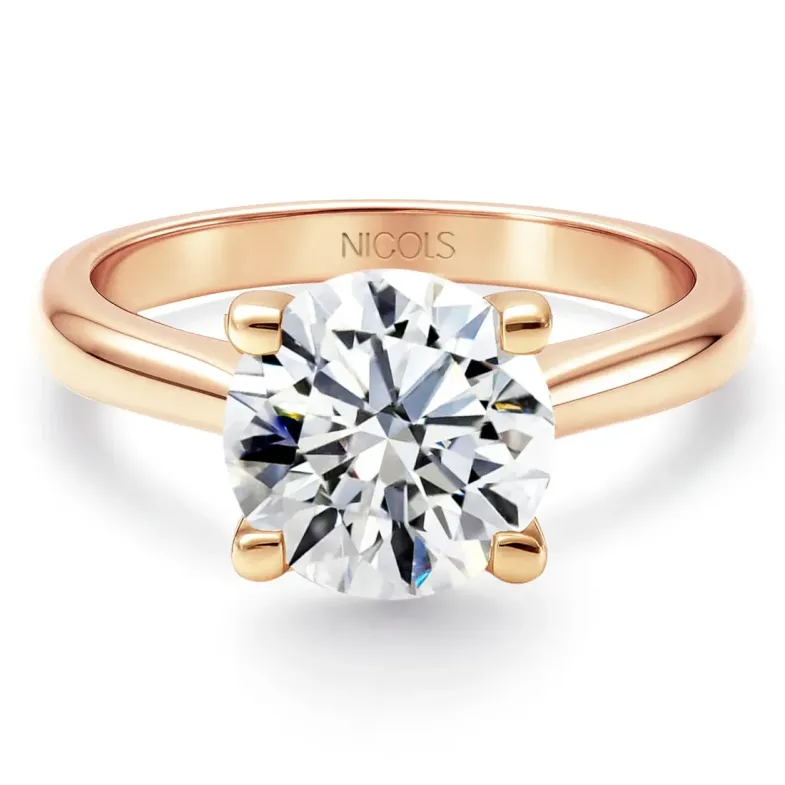 Nancy Solitaire Ring 3.00 ct Pink Gold - Diamond Rings Major 2 CT