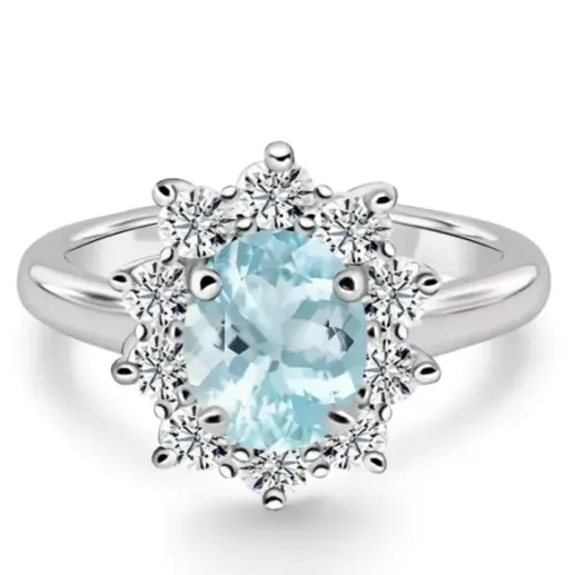 Aquamarine 1.90 and Diamond Ring Dalia - Rings other precious stones