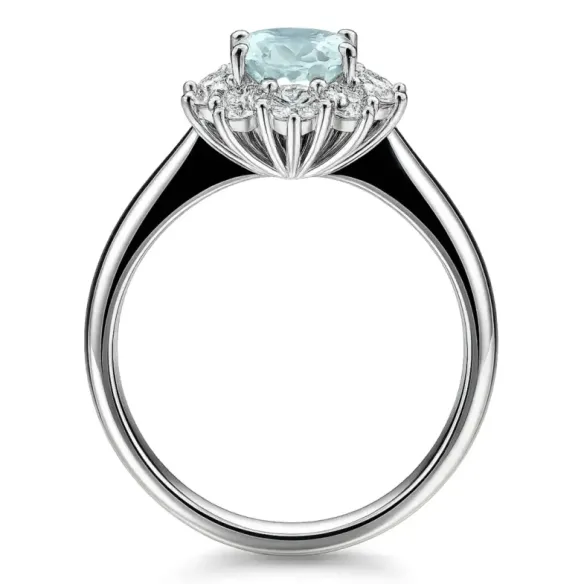 Anillo aguamarina 1,90 y diamantes Dalia - Ringe andere Edelsteine
