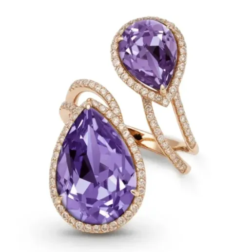Anillo amatistas y diamantes Octopus Perilla - Bagues Autres pierres précieuses