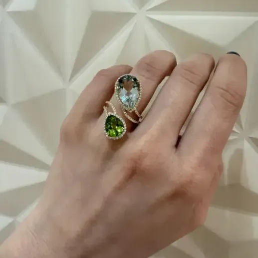 Peridot and Diamond Ring Octopus Perilla - Yellow Gold Modern Rings 2