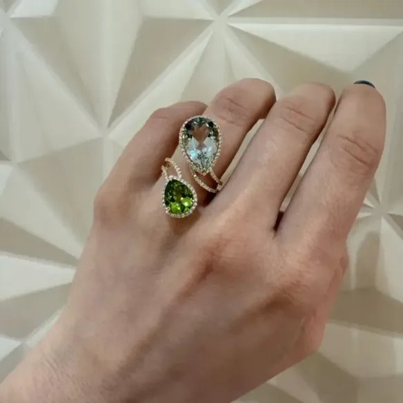 Anillo peridotos y diamantes Octopus Perilla - projetos de corrente