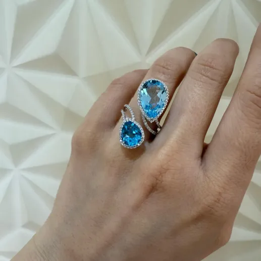 Anillo topacios y diamantes Octopus Perilla - Anillos Otras Piedras Preciosas