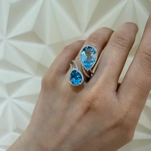 Anillo topacios y diamantes Octopus Perilla - Anillos Otras Piedras Preciosas