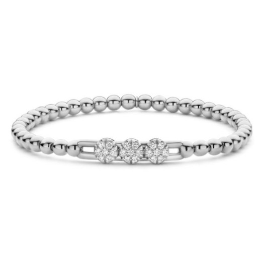 Pulsera de Oro blanco y Tres Rosetones Grandes de Diamantes Colette - Pulseras de Diamantes