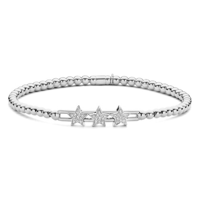 Pulsera Oro blanco y Diamantes Elástica Tres Estrellas Colette - PULSERAS