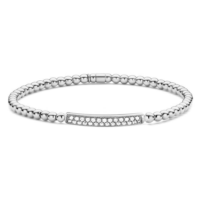 Pulsera de Diamantes y Oro blanco Elástica Barra Media Colette - Diamant-Armbänder