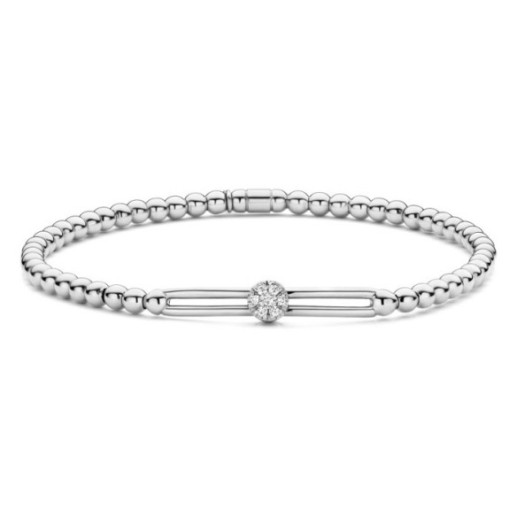 Colette Gold Stretch Bar Bracelet with Diamond Rosette - Gold bracelets