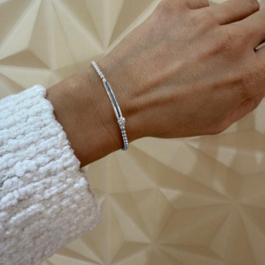 Colette Gold Stretch Bar Bracelet with Diamond Rosette - Gold bracelets 2