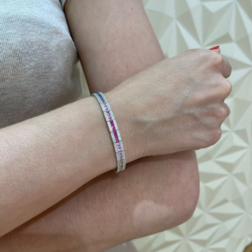 Bracelet with Diamonds and Multicolor Sapphires in Degradé - Stones Color Bracelets 2