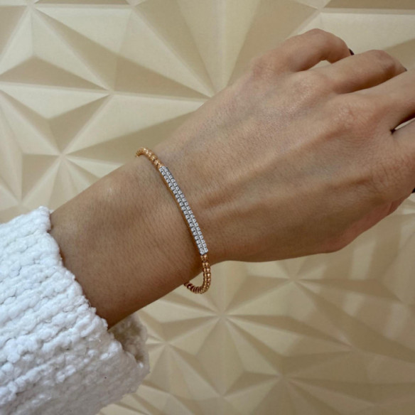 Pulsera Oro rosa y Diamantes Elástica Colette Barra - Braccialetti d'oro