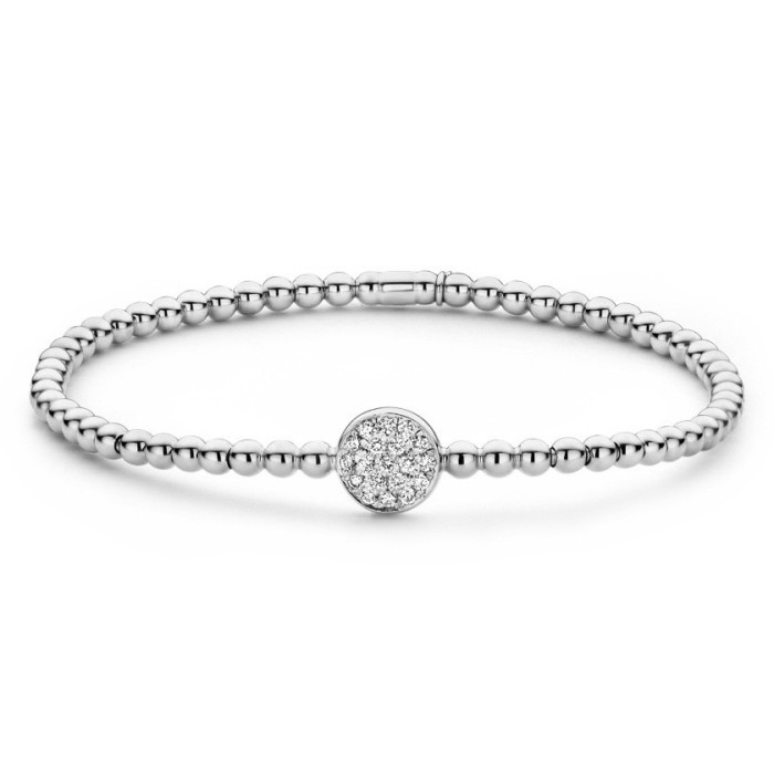 Colette Elastic white Gold Bracelet with Central Diamond Rosette - BRACELETS
