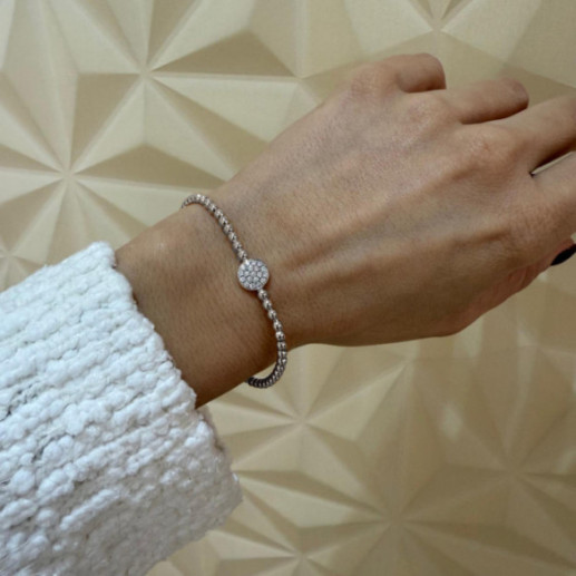 Colette Elastic white Gold Bracelet with Central Diamond Rosette - BRACELETS 2