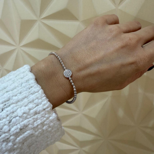 Colette Elastic white Gold Bracelet with Central Diamond Rosette - BRACELETS