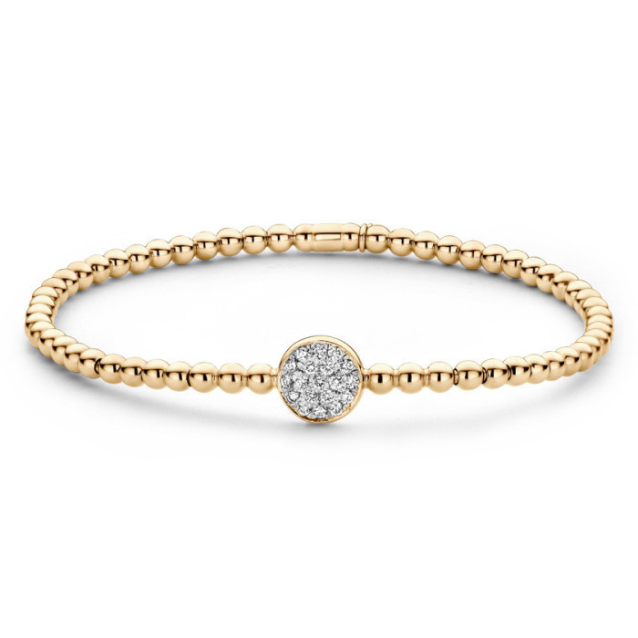 Colette Elastic yellow Gold Bracelet with Central Diamond Rosette - BRACELETS