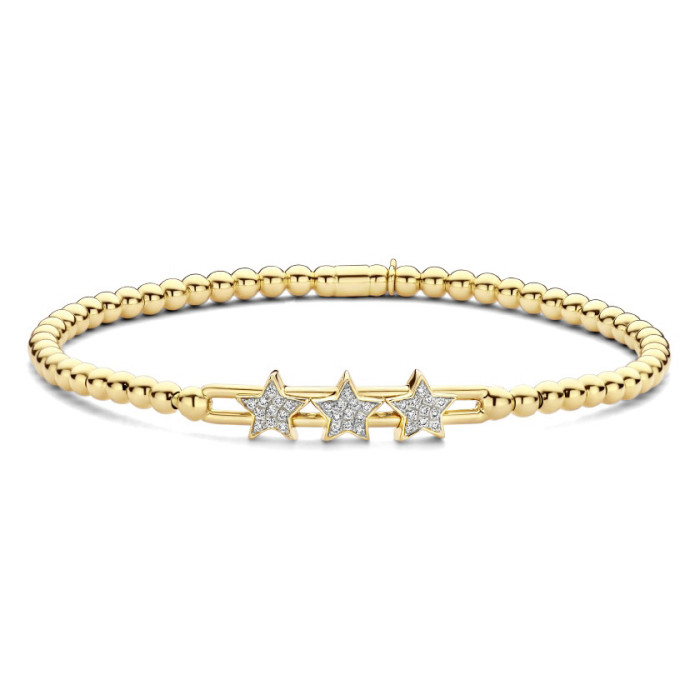 Pulsera Oro Amarillo y Diamantes Elástica Tres Estrellas Colette - PULSERAS