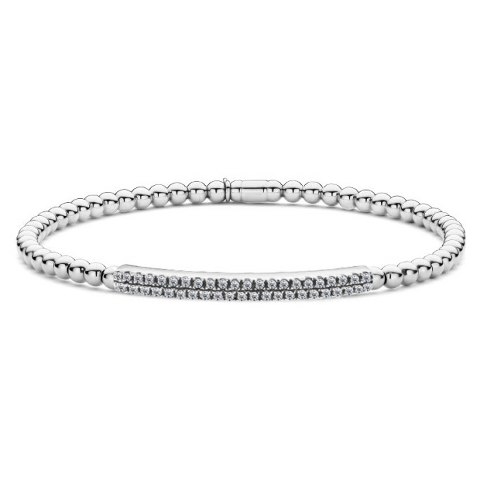 Pulsera Oro Blanco y Diamantes Elástica Colette Barra - Braccialetti d'oro