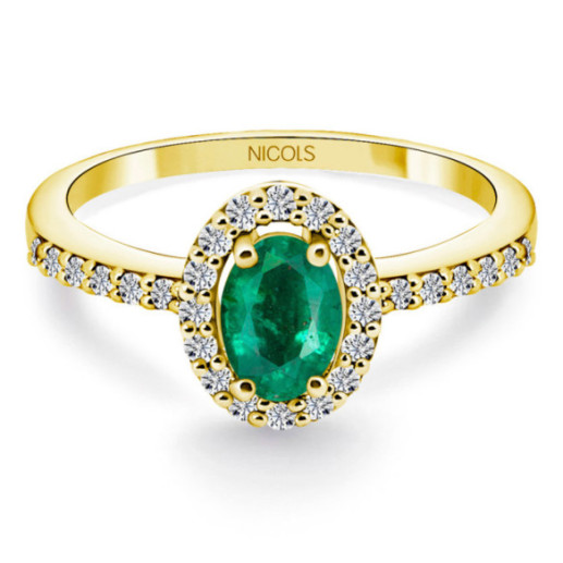 Dahlia Sunset Green Emerald Ring 0.60 Yellow Gold - Green engagement rings