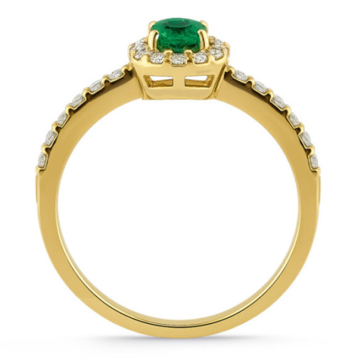 Anillo Esmeralda Diamantes Oro Amarillo Dalia Sunset - Anillos de Compromiso Verde 2