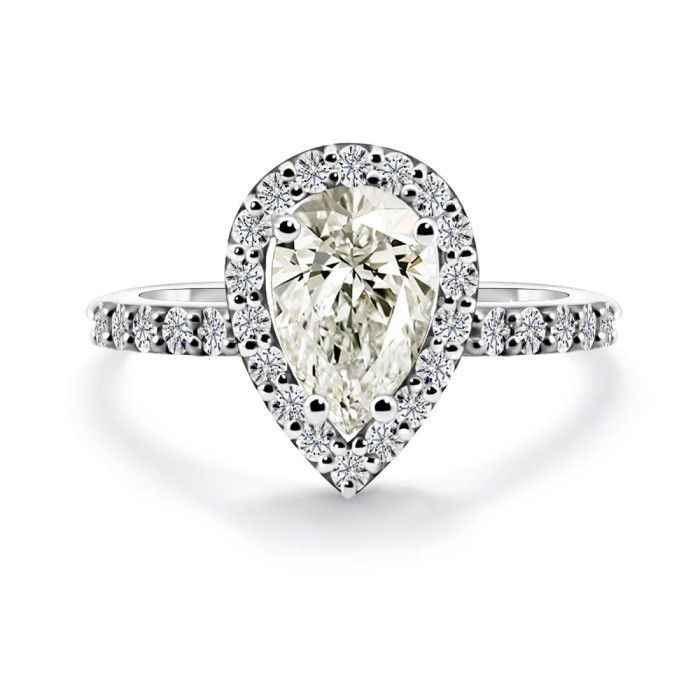 Anillo Diamante Pera Solitario 0.97 Quilates - TALLA PERA
