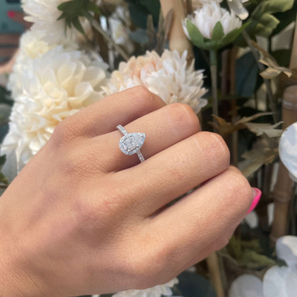 Anillo Diamante Pera Solitario 0.75 Quilates Alma - Talla Pera