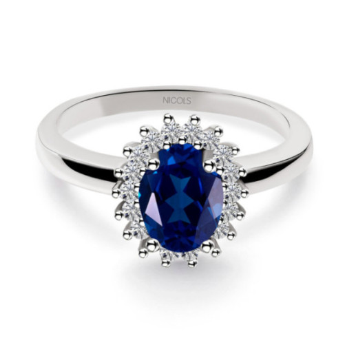 Anillo Compromiso Zafiro y Diamantes Dalia - Anillos Compromiso Aniversario