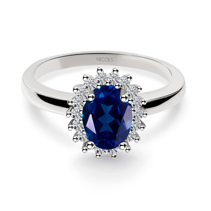 Anillo Compromiso Zafiro y Diamantes Dalia - Anillos Compromiso Aniversario