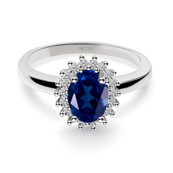 Anillo Compromiso Zafiro y Diamantes Dalia - Anillos Compromiso Aniversario