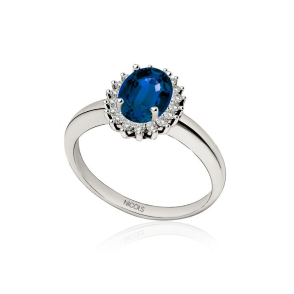 Anillo Compromiso Zafiro y Diamantes Dalia - Anillos Compromiso Aniversario