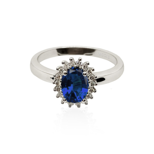 Anillo Compromiso Zafiro y Diamantes Dalia - Anillos Compromiso Aniversario