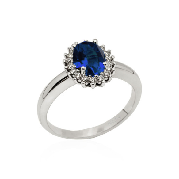 Anillo Compromiso Zafiro y Diamantes Dalia - Anillos Compromiso Aniversario