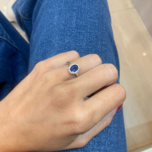 Anillo Compromiso Zafiro Dalia 1.00 - ANéIS