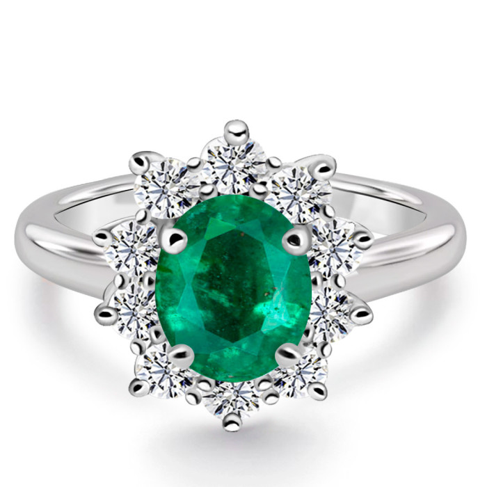 Anillo esmeralda y diamantes Dalia - Anillos de Esmeralda