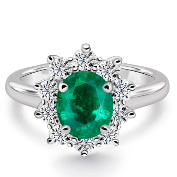 Anillo esmeralda y diamantes Dalia - Anillos de Esmeralda
