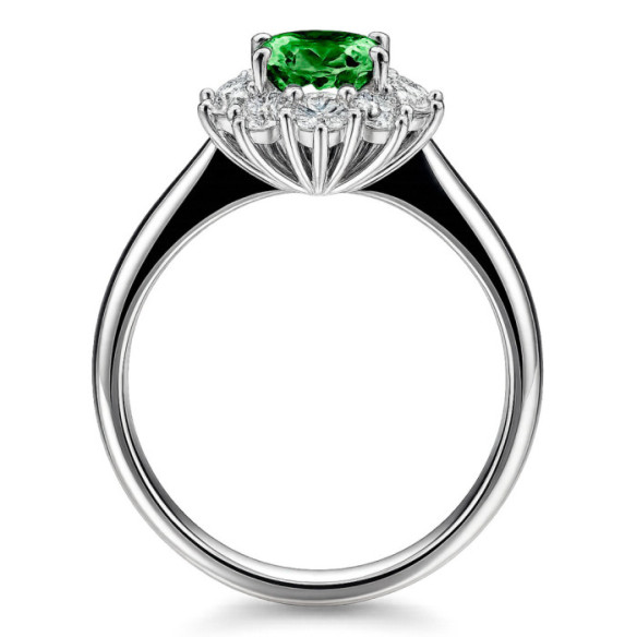 Anillo esmeralda y diamantes Dalia - Anillos de Esmeralda