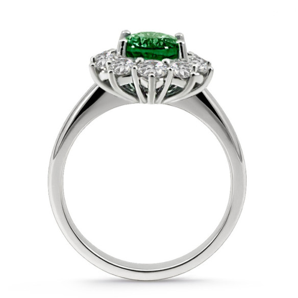 Anillo esmeralda y diamantes Dalia - Anillos de Esmeralda