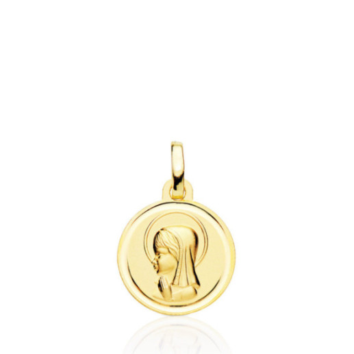 Medalla 14mm Virgen Niña Bisel Liso 18K - Medaglie vergini