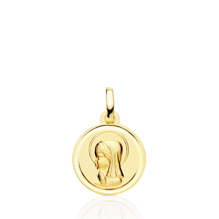 Medalla 14mm Virgen Niña Bisel Liso 18K - Médailles vierges
