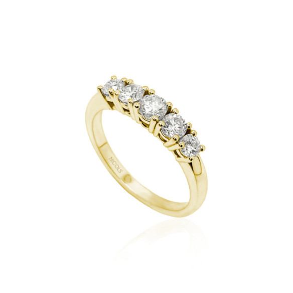 Anillo Diamantes Eloise 0.70 Oro Amarillo - Génial