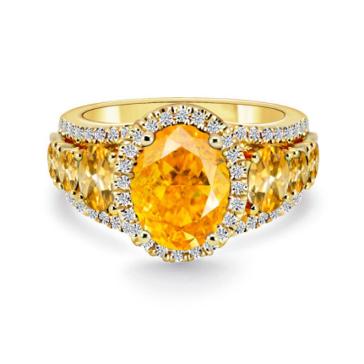 Aurora Citrine and Yellow Gold Ring - Rings other precious stones