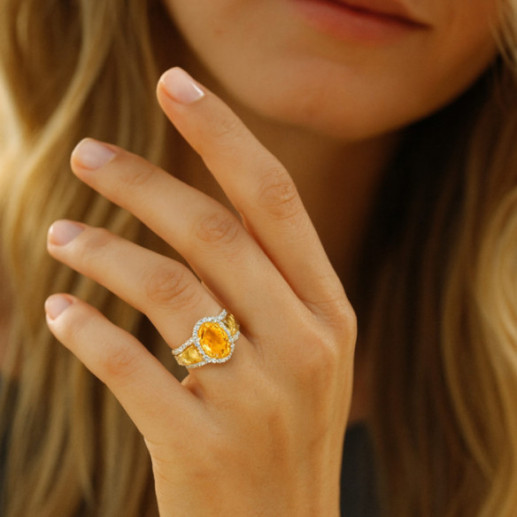 Anillo Citrino y Oro Amarillo Aurora - Anelli altre pietre preziose 2