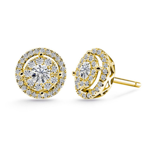 Gardenia Diamond Earrings in Yellow Gold - Bride earrings