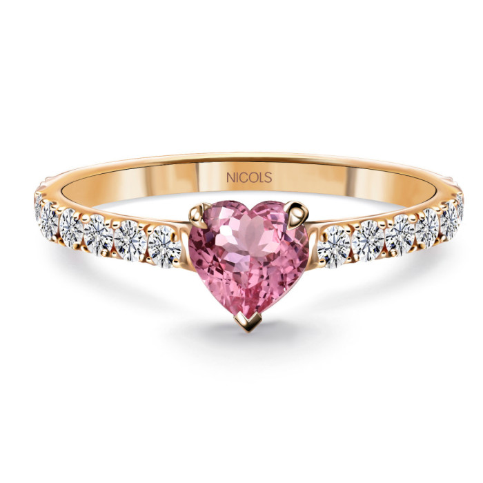 Anillo corazón Lolita Zafiro rosa y Diamantes 0.55 - Versprechen Ringe Diamanten