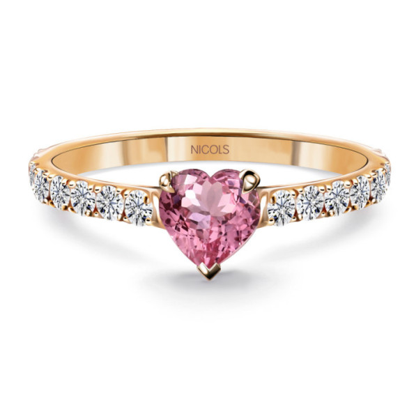 Anillo corazón Lolita Zafiro rosa y Diamantes 0.55 - Versprechen Ringe Diamanten