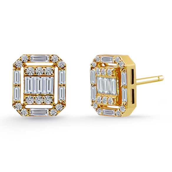 Pendientes Diamantes Oro Amarillo Minerva - Brincos de noiva