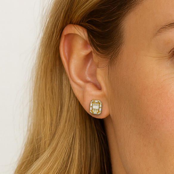 Pendientes Diamantes Oro Amarillo Minerva - Brincos de noiva