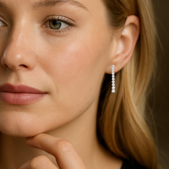 Pendientes Diamantes Riviere 3.0Ct - largos