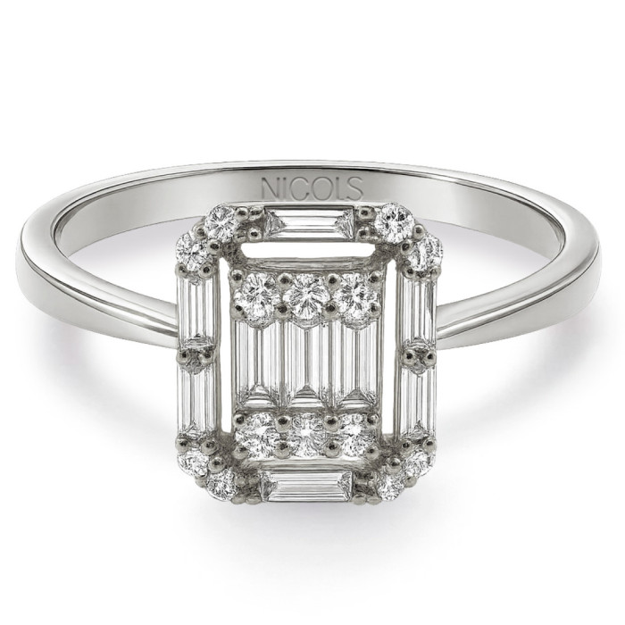 Anillo Diamantes Oro Blanco Minerva - Talla Baguette