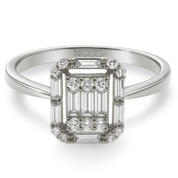 Anillo Diamantes Oro Blanco Minerva - Intaglio baguette