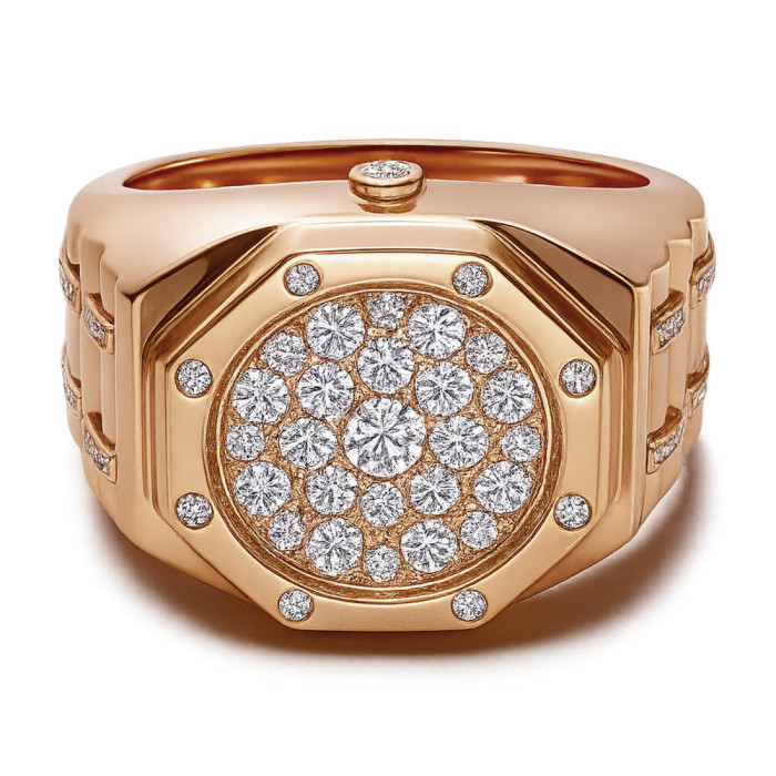 Anillo Pavé Diamantes Oro Rosa - Anillos de Oro Hombre